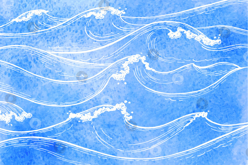 Скачать Акварельные морские волны фотосток Ozero