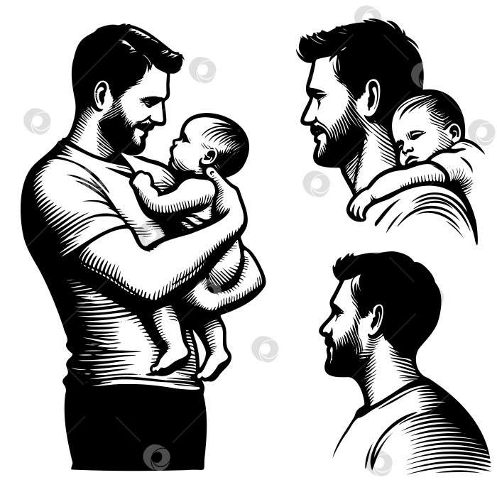 Скачать Мужчина держит на руках ребенка, день отцов фотосток Ozero