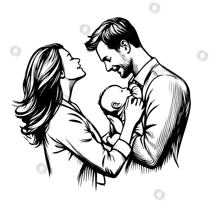 Скачать день отцов, мужчина и женщина держат на руках ребенка фотосток Ozero