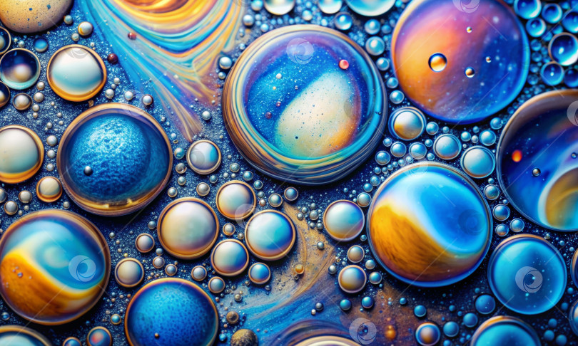 Скачать Цветная жидкость с пузырьками и световыми эффектами на цветном фоне фотосток Ozero