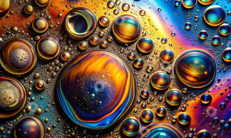 Скачать Цветная жидкость со световыми эффектами и пузырьками на цветном фоне фотосток Ozero