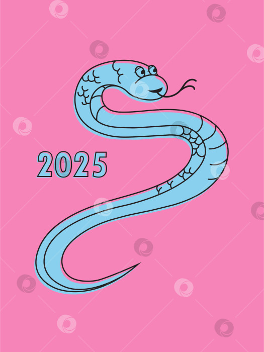 Скачать Иллюстрация Змея 2025 в мультяшном стиле фотосток Ozero