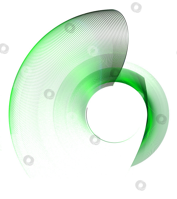 Скачать Зеленые абстрактные прозрачные лезвия расположены слоями и вращаются по кругу на белом фоне. Иконка, логотип, символ, вывеска. 3D-рендеринг. 3D-иллюстрация. фотосток Ozero