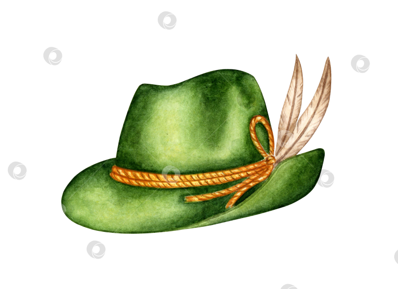 Скачать Зеленая шляпа для Октоберфеста акварелью фотосток Ozero