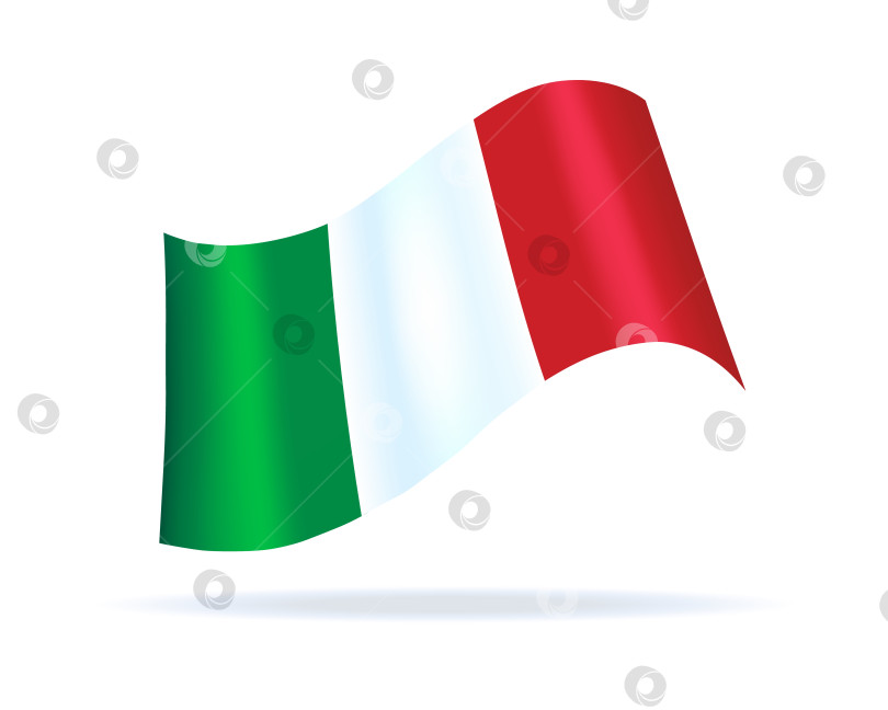 Скачать Блестящий атласный итальянский флаг развевается в воздухе фотосток Ozero