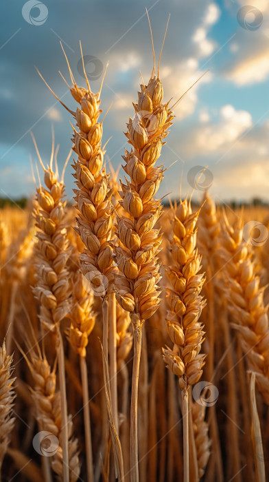 Скачать Поле зрелой пшеницы на закате фотосток Ozero