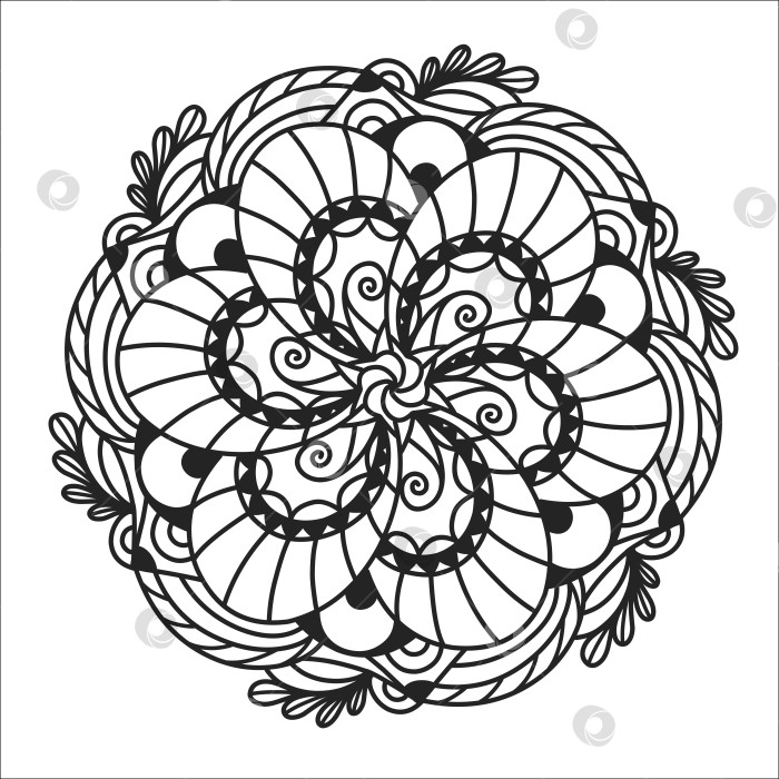 Скачать Мандала с растительными элементами, декоративный элемент, раскраска мандалы. фотосток Ozero