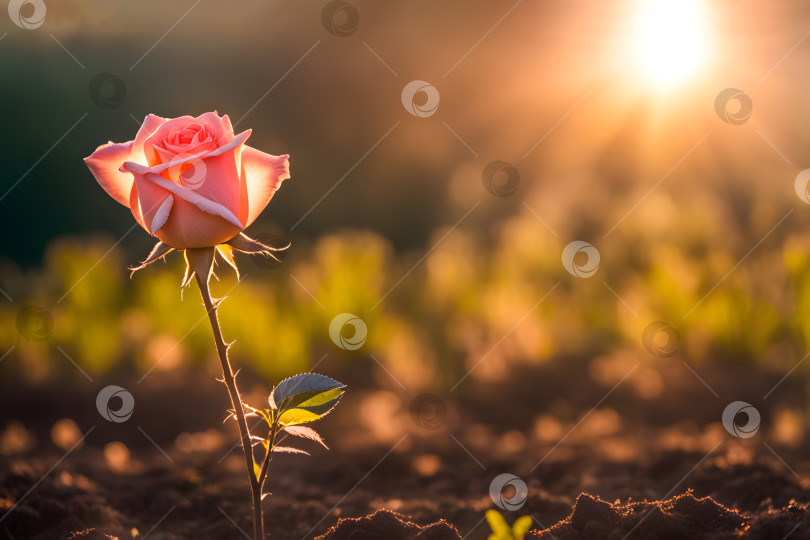 Скачать цветущая одинокая розовая роза в саду фотосток Ozero