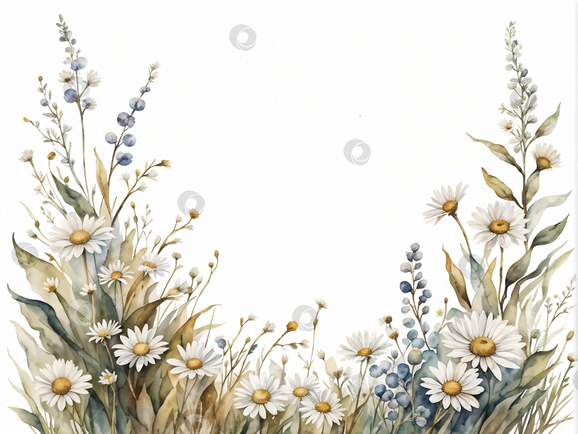 Скачать акварельные полевые цветы на белом фоне фотосток Ozero