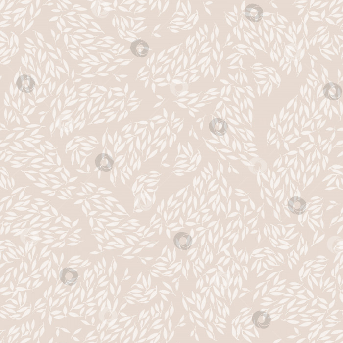 Скачать Нарисованный вручную бесшовный узор из маленьких листьев. Чернильная текстура с листвой. фотосток Ozero