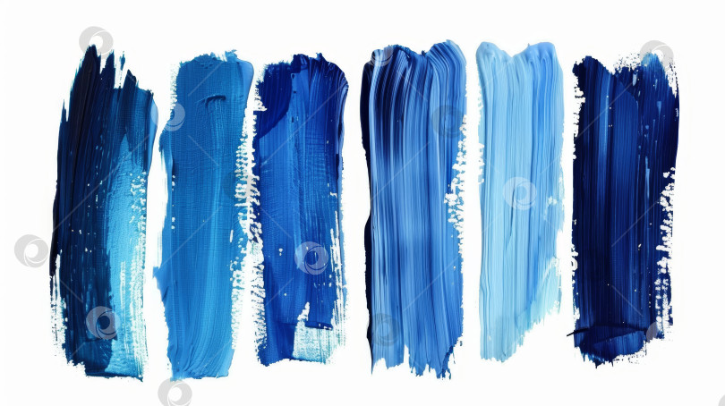 Скачать Ряд мазков синей краской, каждый из которых имеет свой оттенок синего фотосток Ozero