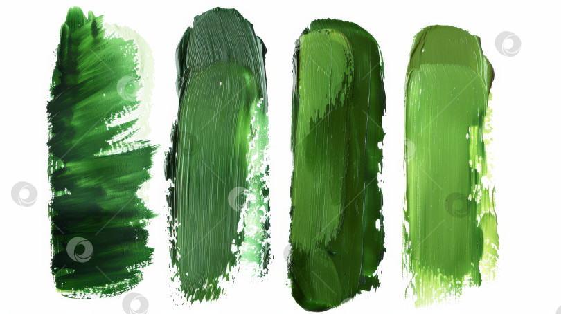 Скачать Пять различных оттенков зеленой краски, каждый из которых имеет свой особый оттенок и текстуру фотосток Ozero