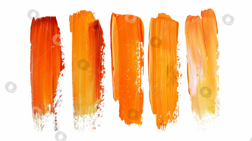 Скачать Пять различных оттенков оранжевой краски, каждый из которых имеет уникальную текстуру фотосток Ozero