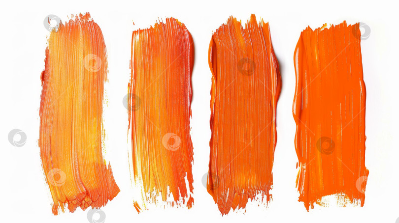 Скачать Пять различных оттенков оранжевой краски, каждый из которых имеет уникальную текстуру фотосток Ozero
