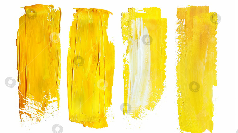 Скачать Четыре мазка желтой краской на белом фоне фотосток Ozero