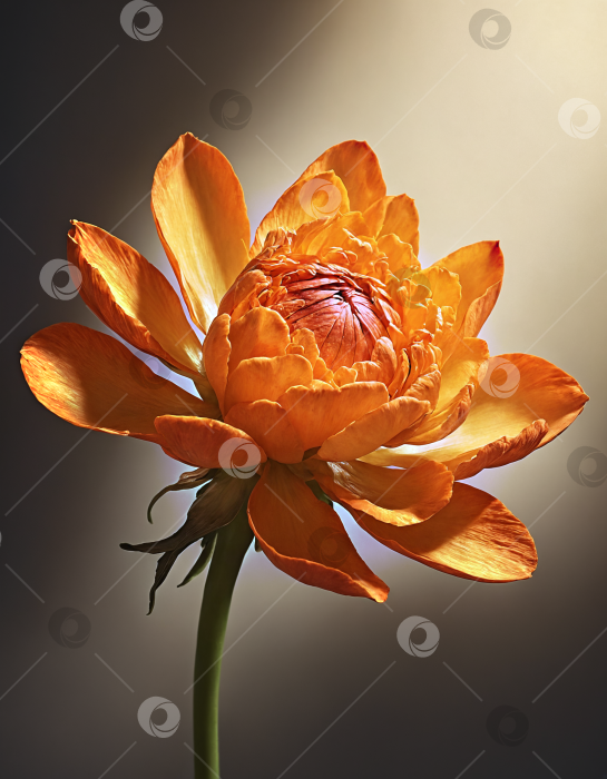 Скачать Крупный оранжевый цветок. Нейросетевая генерация. фотосток Ozero
