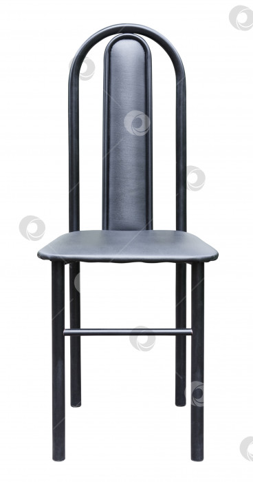 Скачать Черный металлический стул с кожаным сиденьем и спинкой, выделенный на белом фоне фотосток Ozero