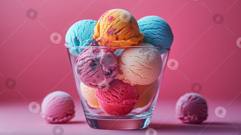 Скачать Вазочка с мороженым самых разных цветов и букетик ягод фотосток Ozero