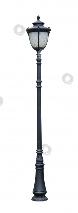 Скачать Черный металлический фонарный столб в винтажном стиле, выделенный на белом фоне (элемент дизайна) фотосток Ozero