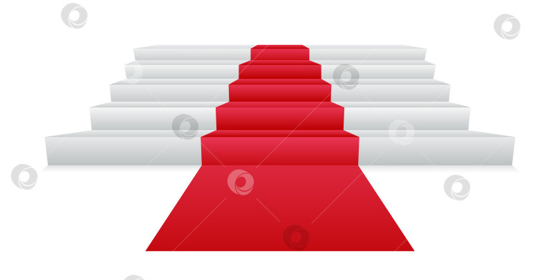 Скачать Красная ковровая дорожка на лестнице. Векторная иллюстрация в формате 3d. фотосток Ozero