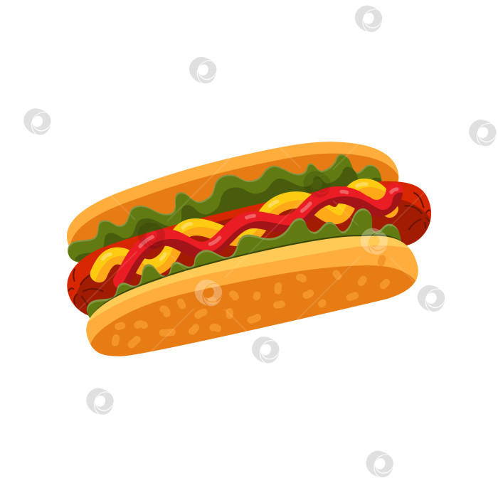 Скачать Иллюстрация хот-дога, векторная на белом фоне. фотосток Ozero