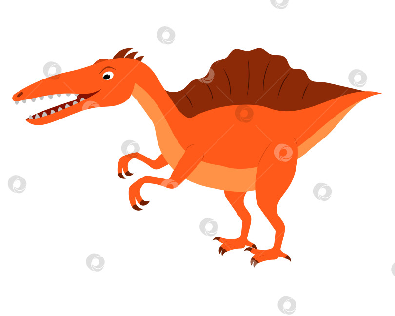 Скачать милый мультяшный динозавр-хищник. вектор, выделенный на белом фоне. фотосток Ozero
