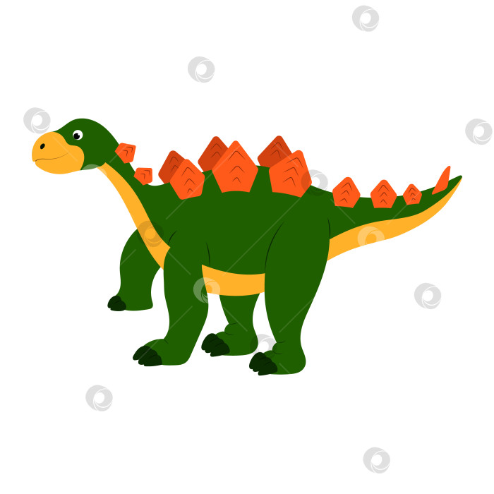 Скачать милый мультяшный детеныш динозавра с шипами на спине. вектор, выделенный на белом фоне. фотосток Ozero