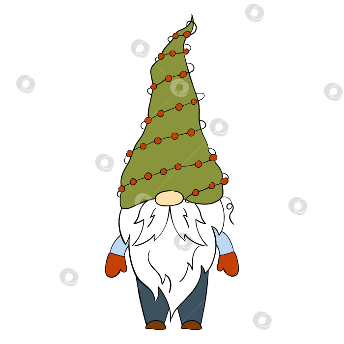Скачать Мультяшный рождественский гном. Векторная иллюстрация с изображением милых гномов на белом фоне фотосток Ozero
