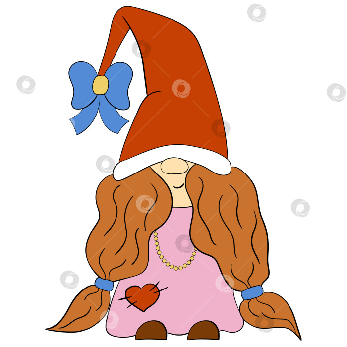 Скачать Мультяшная рождественская девочка-гном. Векторная иллюстрация с изображением милых гномов на белом фоне фотосток Ozero