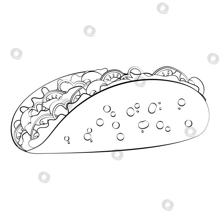 Скачать Тако, выложенные тонкой линией. Вектор на белом фоне фотосток Ozero