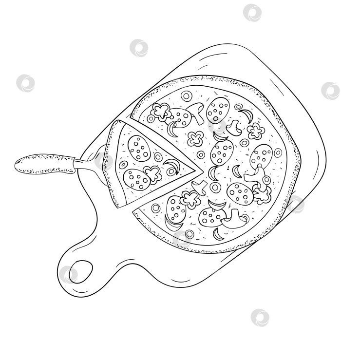 Скачать векторное изображение пиццы на доске фотосток Ozero
