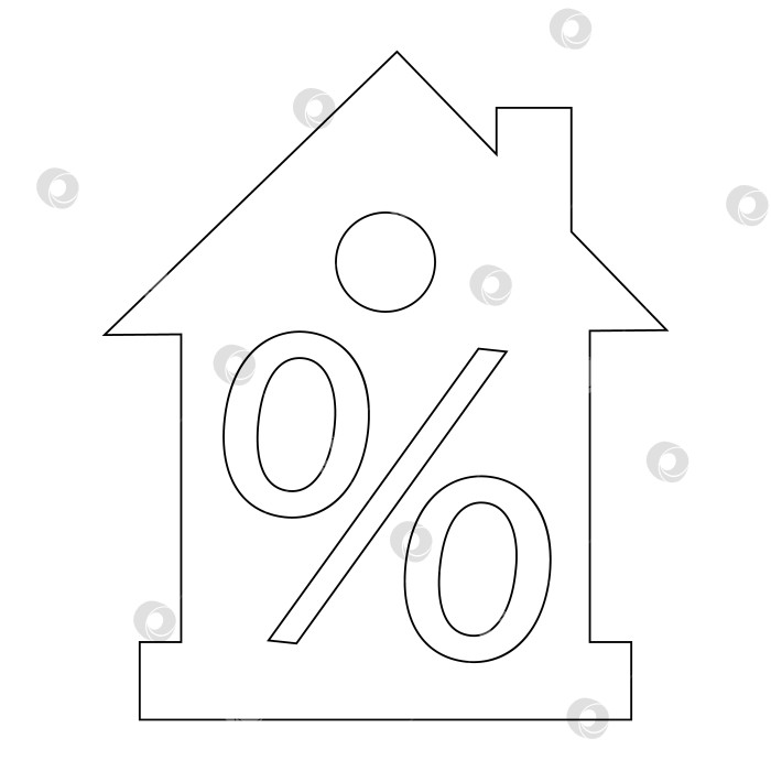Скачать Линейный значок дома с процентами, вектор, выделенный на белом фоне фотосток Ozero