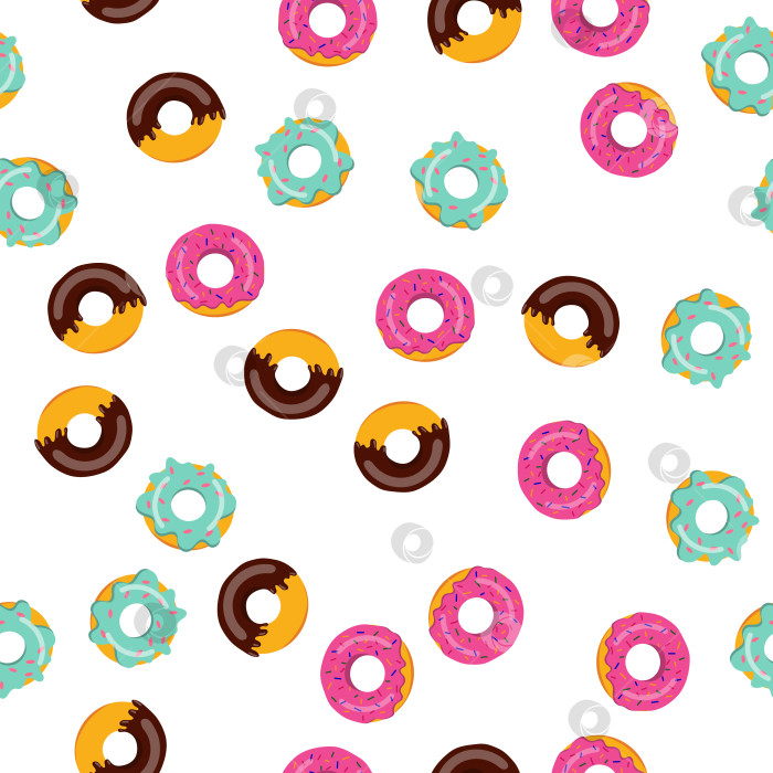 Скачать бесшовный узор из пончиков. векторная иллюстрация на белом фоне. фотосток Ozero