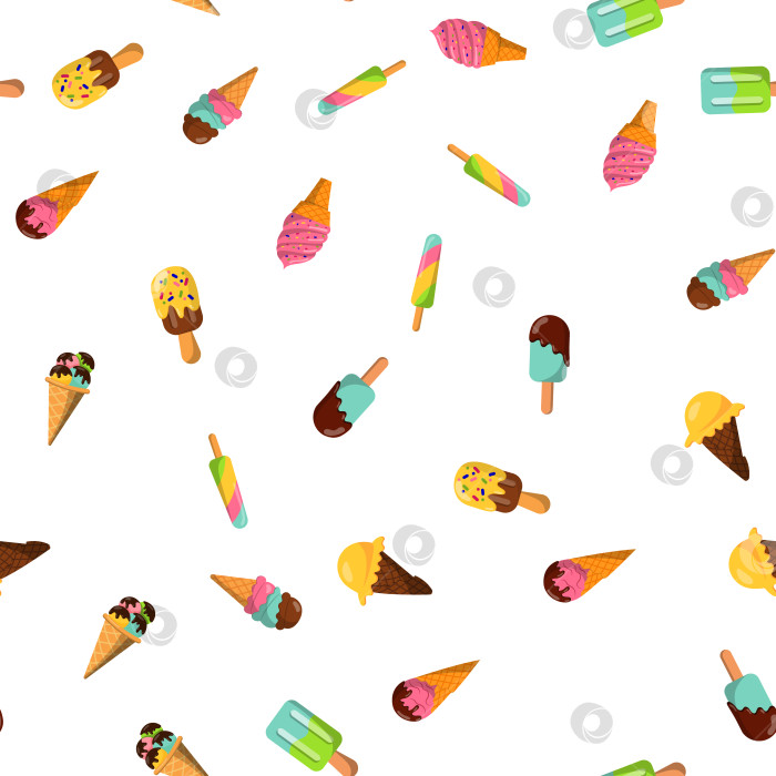 Скачать бесшовный узор из мороженого. векторная иллюстрация на белом фоне. фотосток Ozero