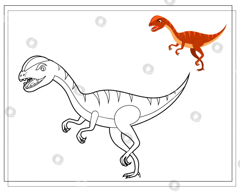 Скачать Книжка-раскраска для детей, милый мультяшный динозавр. Вектор фотосток Ozero