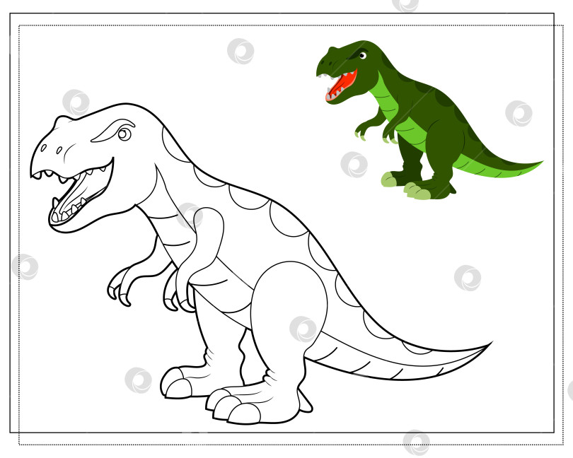 Скачать Книжка-раскраска для детей "динозавр тираннозавр". Вектор фотосток Ozero