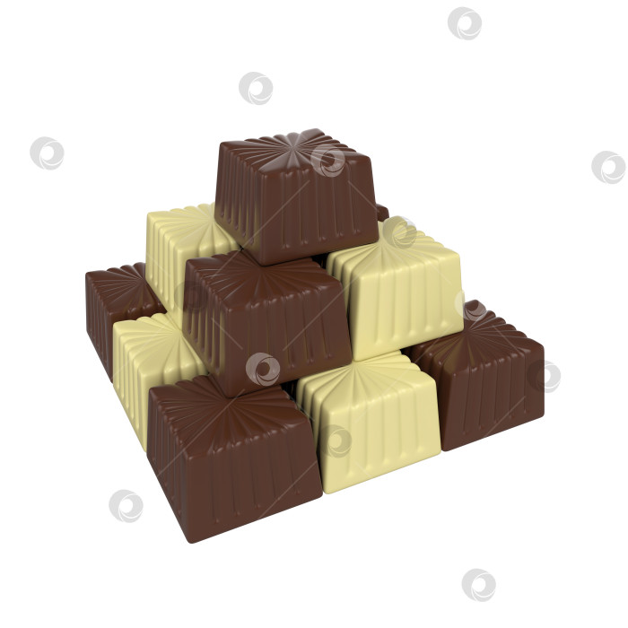 Скачать шоколадные конфеты, выделенные на белом фоне, 3d-рендеринг фотосток Ozero