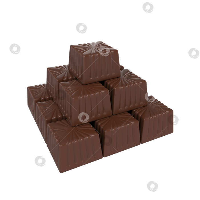 Скачать шоколадные конфеты, выделенные на белом фоне, 3d-рендеринг фотосток Ozero