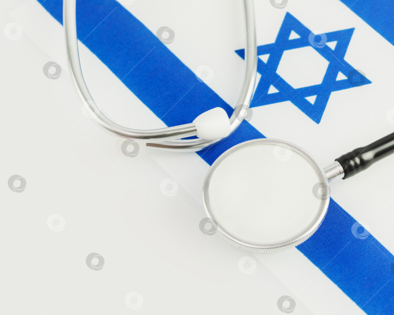 Скачать Израильская медицинская карта со стетоскопом и израильским флагом фотосток Ozero