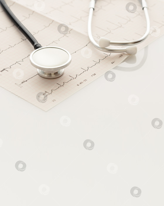 Скачать Медицинское образование со стетоскопом на кардиограмме с пространством для копирования фотосток Ozero