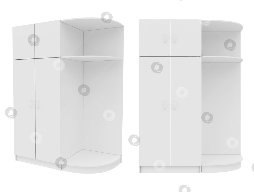 Скачать шкаф-купе, выделенный на белом фоне, 3D-рендеринг фотосток Ozero