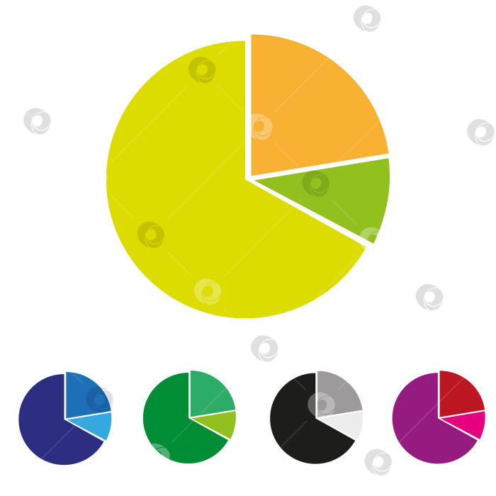 Скачать набор разноцветных круговых диаграмм, выделенных на белом фоне фотосток Ozero