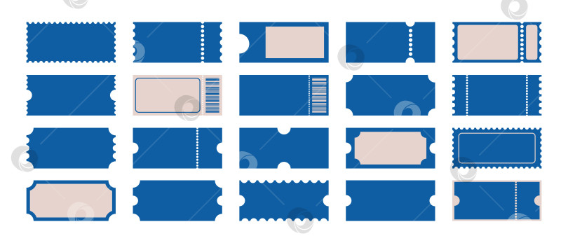Скачать Шаблоны пустых купонов и билетов. Значки пустых карточек с билетами. Карточки с купонами, билеты, подарочные сертификаты. фотосток Ozero