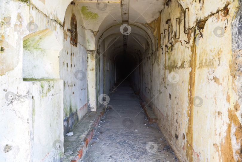 Скачать Страшный темный туннель в заброшенном старом здании фотосток Ozero