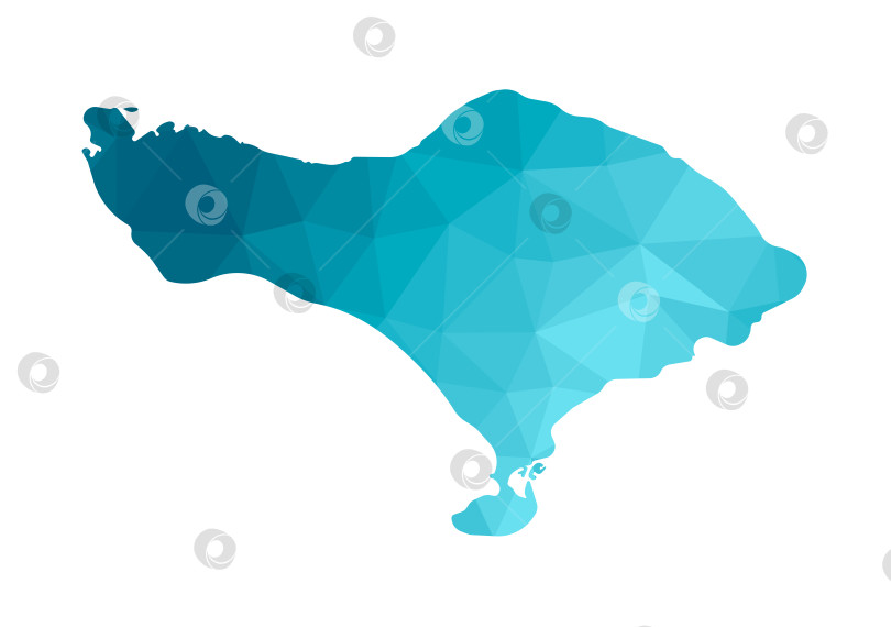 Скачать Векторная изолированная иллюстрация с упрощенным синим силуэтом острова Бали на карте Индонезии. Полигональный геометрический стиль. Белый фон фотосток Ozero