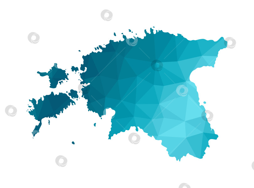 Скачать Векторная изолированная иллюстрация с упрощенным синим силуэтом карты Эстонии. Многоугольный геометрический стиль. Белый фон фотосток Ozero