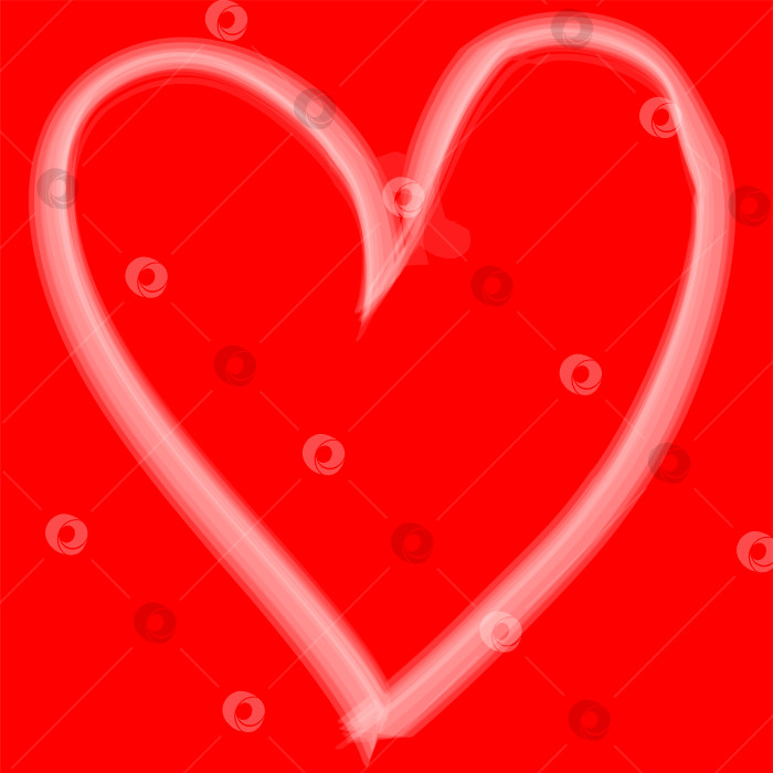 Скачать На красном фоне изображен непрерывный белый линейный узор в виде сердца. Векторная иллюстрация рисунков ручной работы в виде непрерывной линии. Декоративный дизайн в виде линейного искусства фотосток Ozero