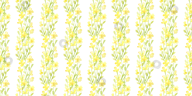 Скачать Цветы в мелкую желтую вертикальную полоску с акварельным рисунком фотосток Ozero