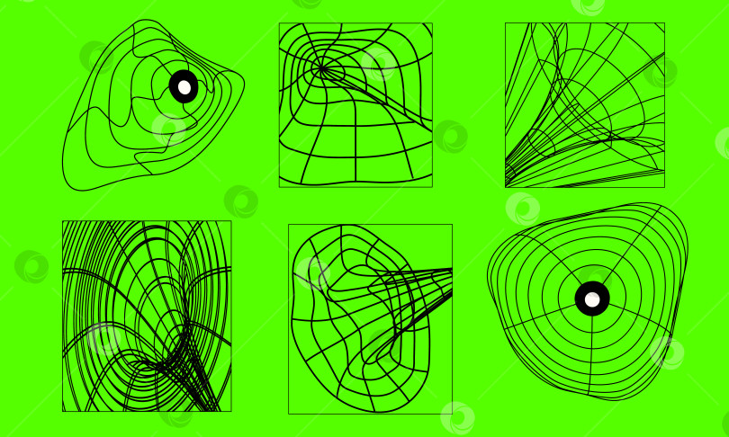 Скачать Коллекция Abstract grid с футуристическим геометрическим дизайном. Включает в себя перспективные туннели, порталы и гравитационные конструкции, выполненные в ретро-футуристическом панковском 3D-каркасном стиле фотосток Ozero