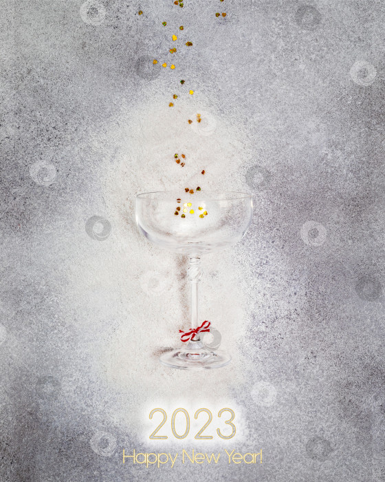 Скачать Бокал для шампанского и надпись 2022, с новым годом фотосток Ozero